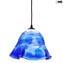 Hanging Lamp - Blue - Sbruffy - Original Murano Glass
