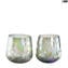 Set of 2 Drinking glasses - shot - iridescent bubbles - Original Murano Glass - OMG