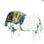 Buffalo - Sculpture in chalcedony - Original Murano Glass OMG