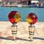 Bottle stopper Cannes -  Red and amber - Original Murano Glass OMG