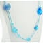 Collana Skiset - Celeste & argento - Vetro di Murano Originale OMG