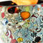 Bowl - Red & silver leaf - Original Murano Glass