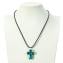 Pendente croce - Argento + Verde e Blu - Vetro di Murano Original OMG